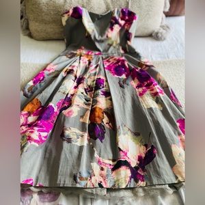 Anthropologie Trina Tulk Floral Gray Dress